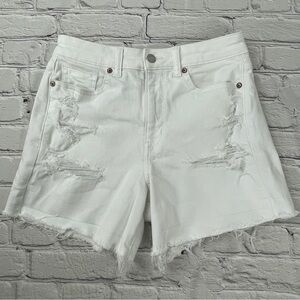 American Eagle White Distressed Cut-off Mom Shorts STRETCH Size 4